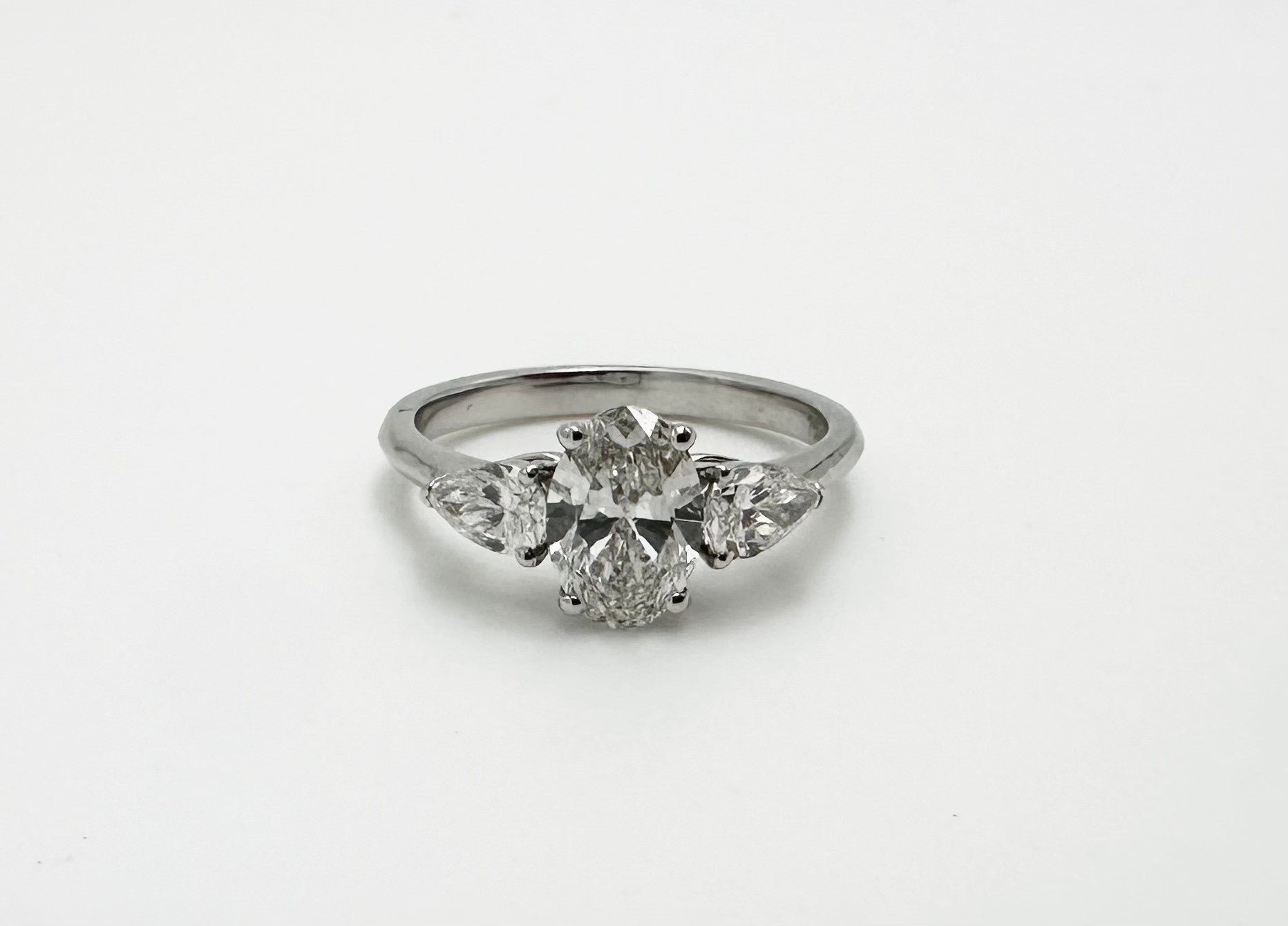 Oval & Pear Three Stone Ring