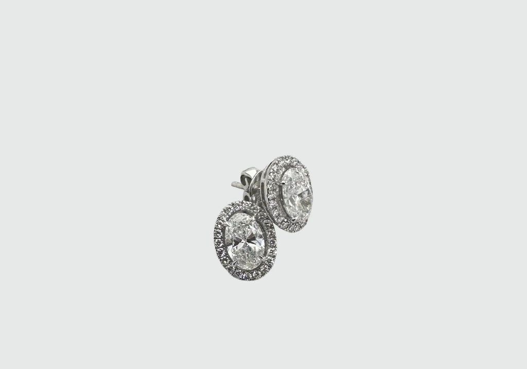 Oval Halo Diamond Studs