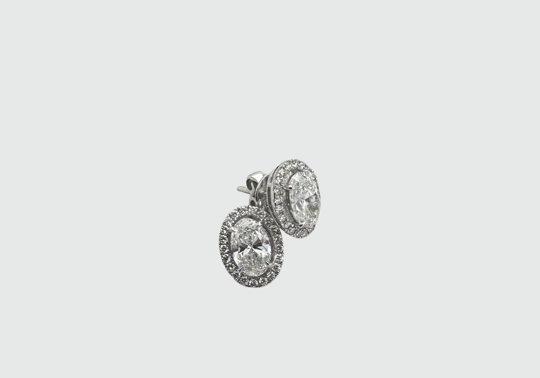 Oval Halo Diamond Studs